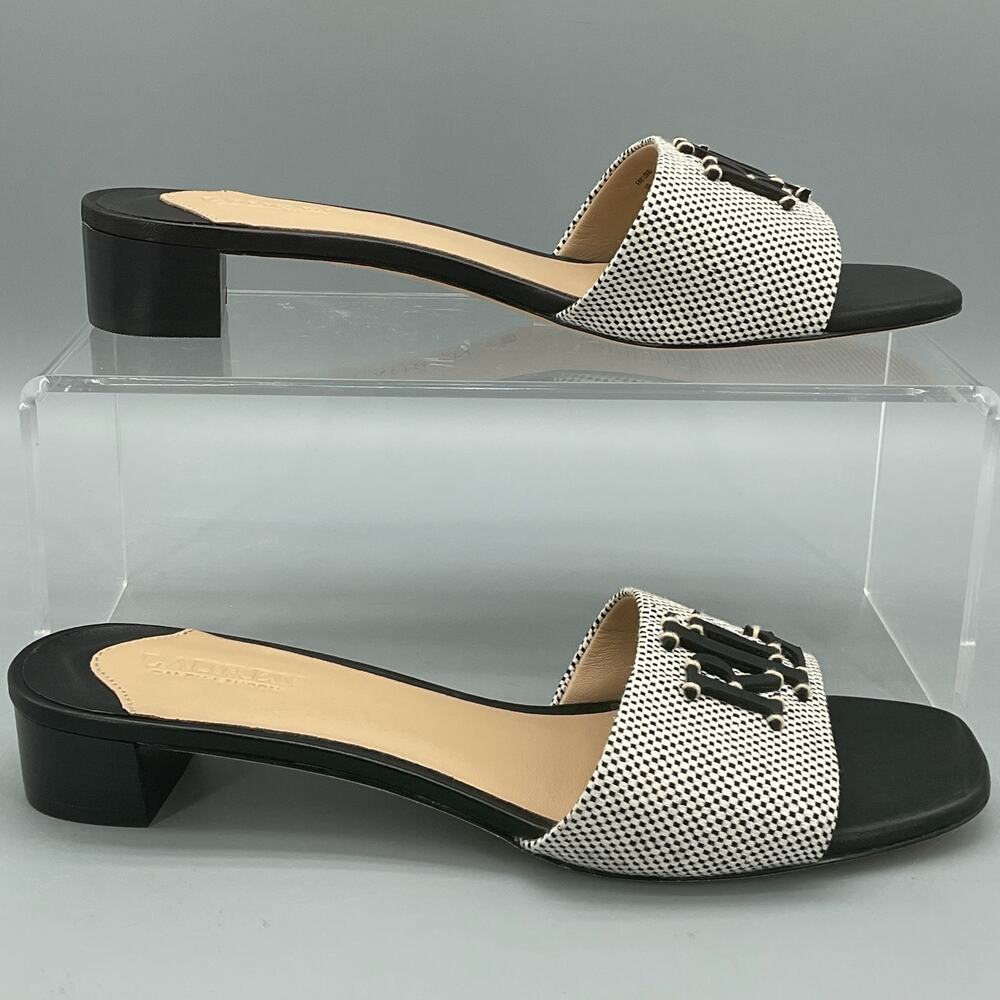 NEW Lauren Ralph Lauren Women’s Fay Logo Canvas Slide Sandals Black Size 6.5B